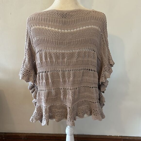 INC International Concepts brown cutout shimmery short sleeve sweater Size M - Picture 5 of 7
